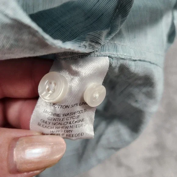 UNTUCKit Shirt Mens XL Green Long Sleeve Linen Blend Button Up Wrinkle Casual - Picture 7 of 8